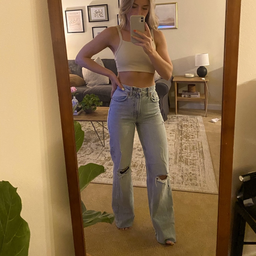 Zara high waist cropped jeans size 2